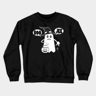 Ghost with pumpkin and hat says BOO JEE - cute Halloween Crewneck Sweatshirt